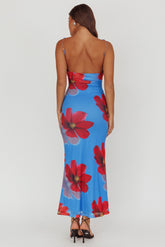 Helsi Low Back Maxi Dress Floral Blue